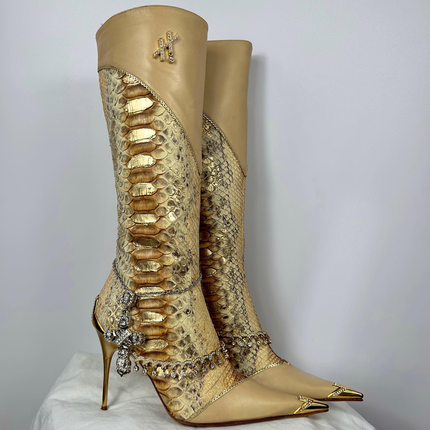 Hamlet Couture Italian Handmade Python Boots 36 37 FINAL SALE darina s garms