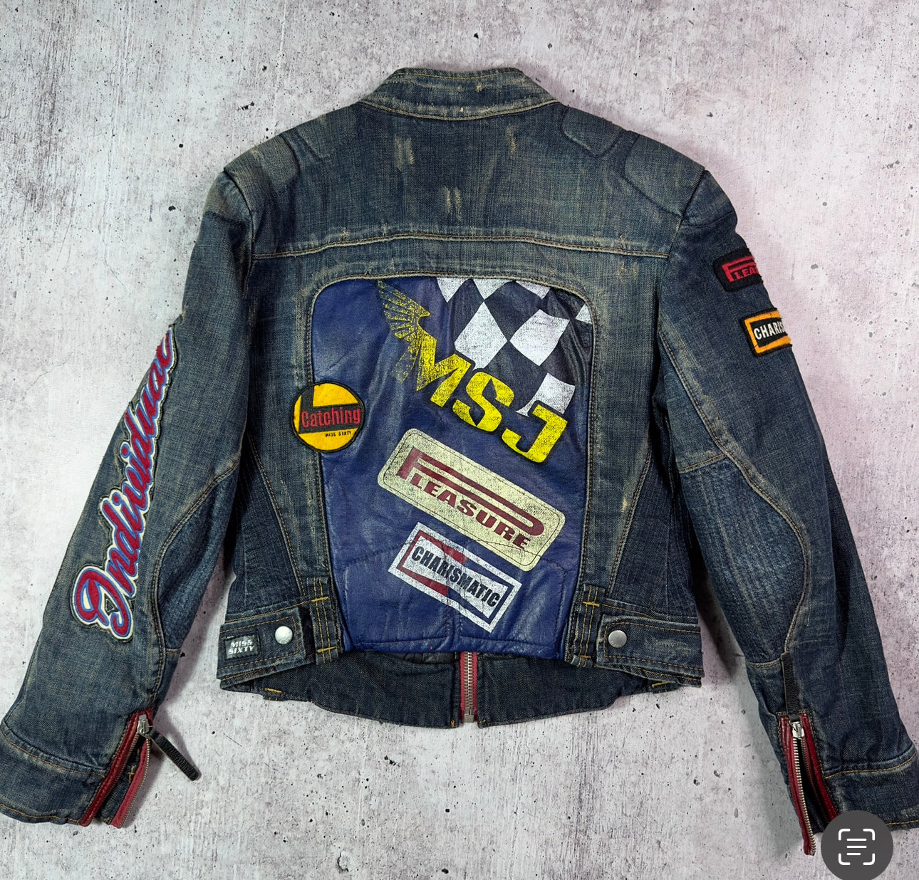 Miss Sixty Vintage Moto Racing Denim Jacket