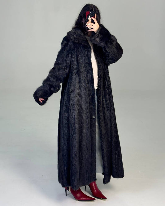 Vintage Long Black Fur Coat