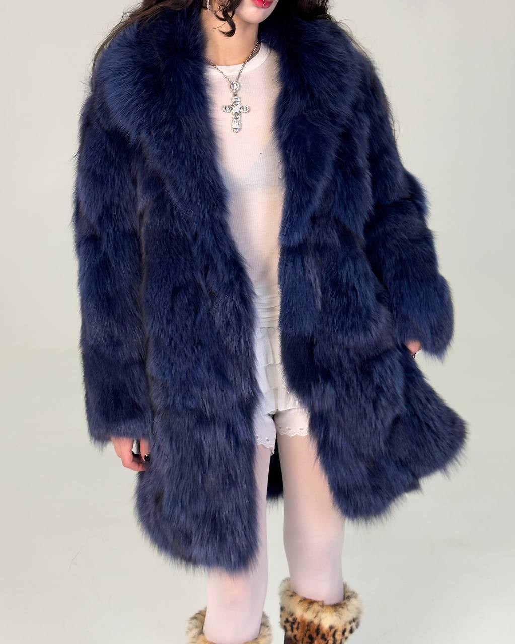 Blue Arctic Fox Vintage Fur Coat