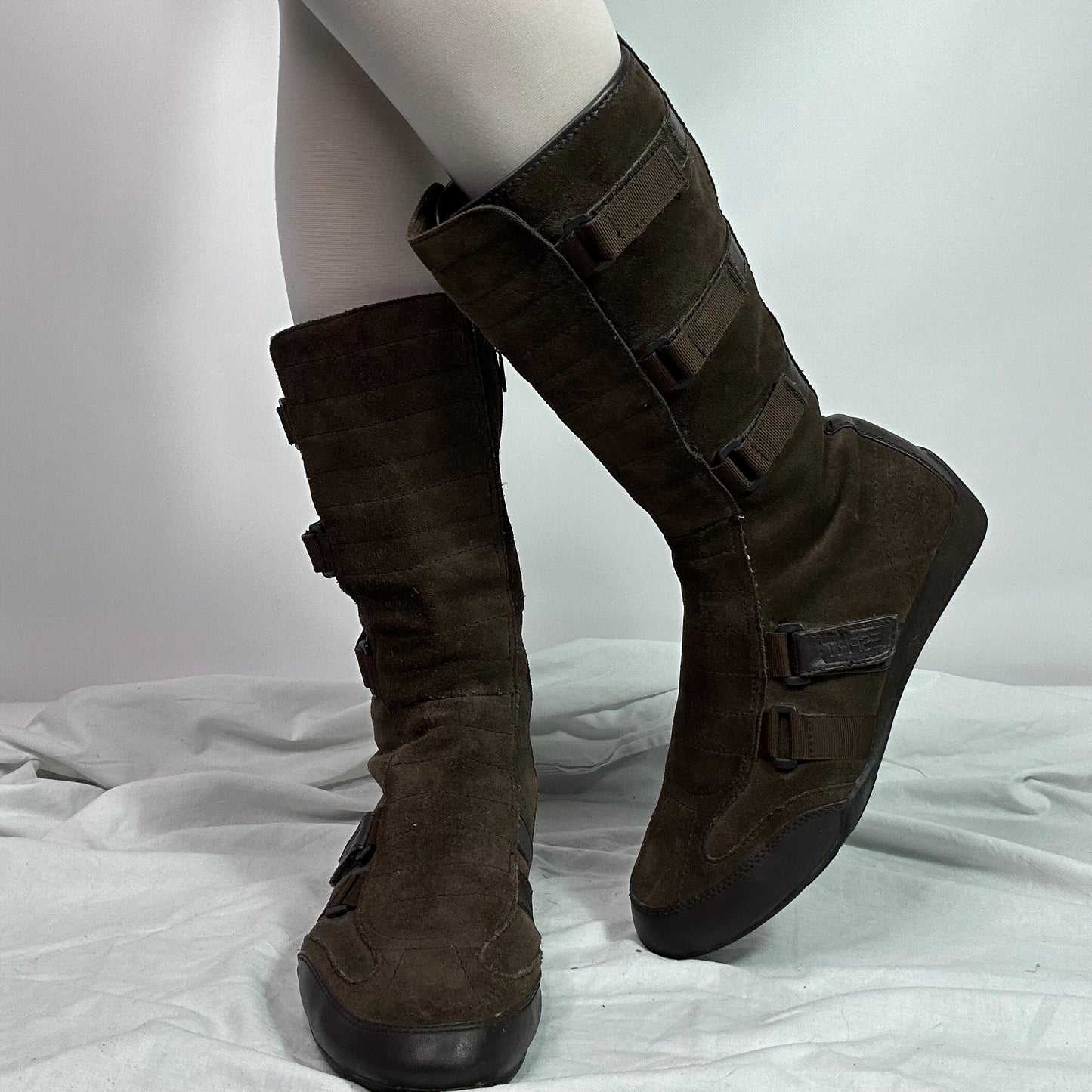 Esprit Vintage Suede Moto Biker Boots