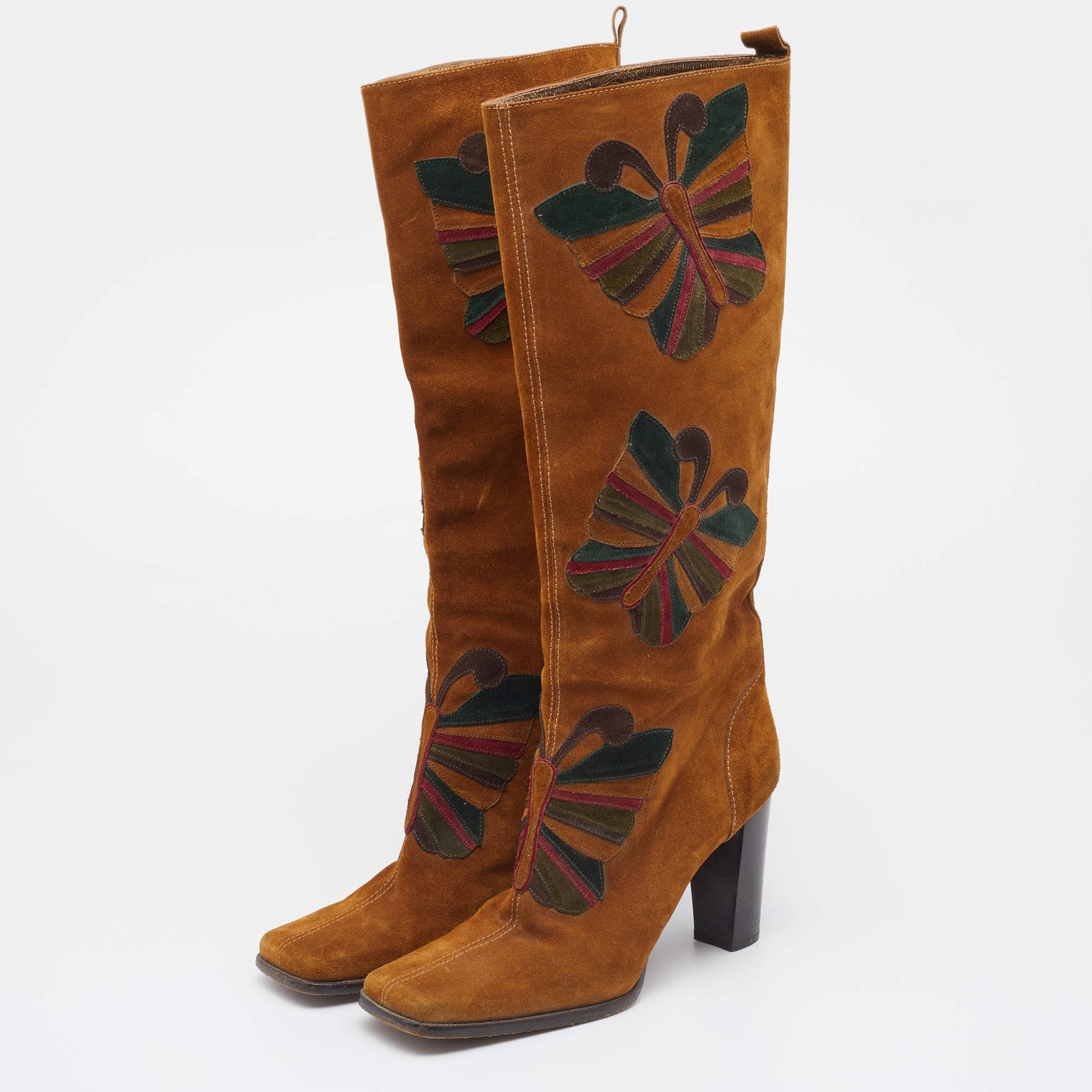 Dolce Gabbana Vintage Butterfly Suede Boots 36