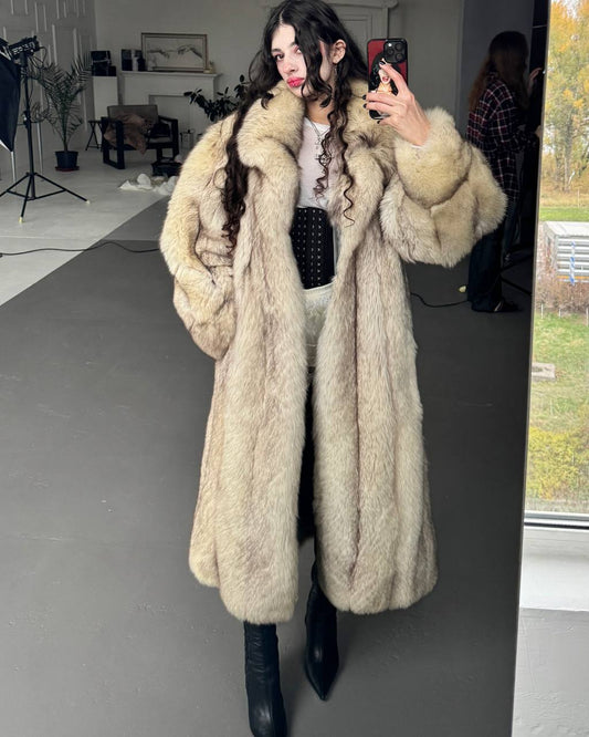 Rare Long Vintage Arctic Fox Fur Coat