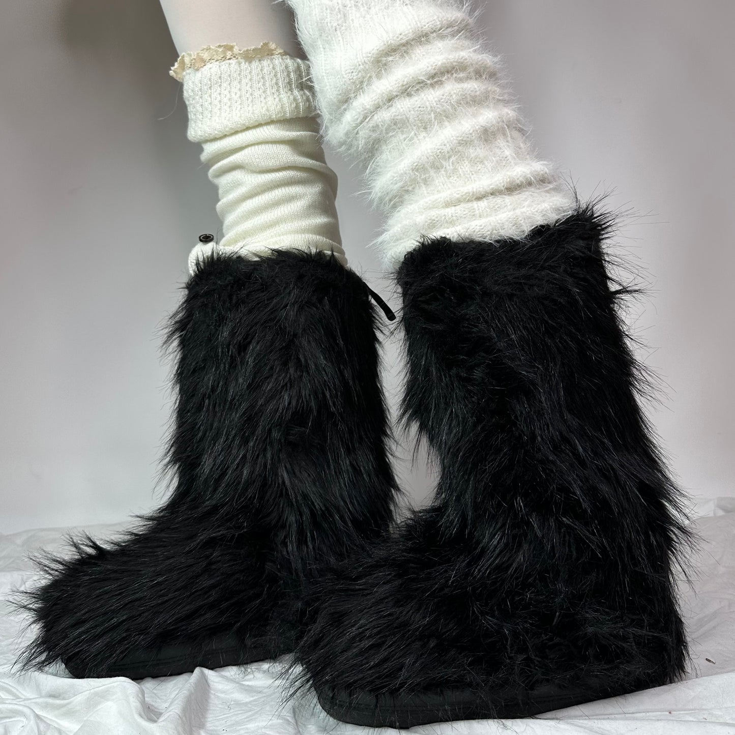 Black Fur Boots 36/38