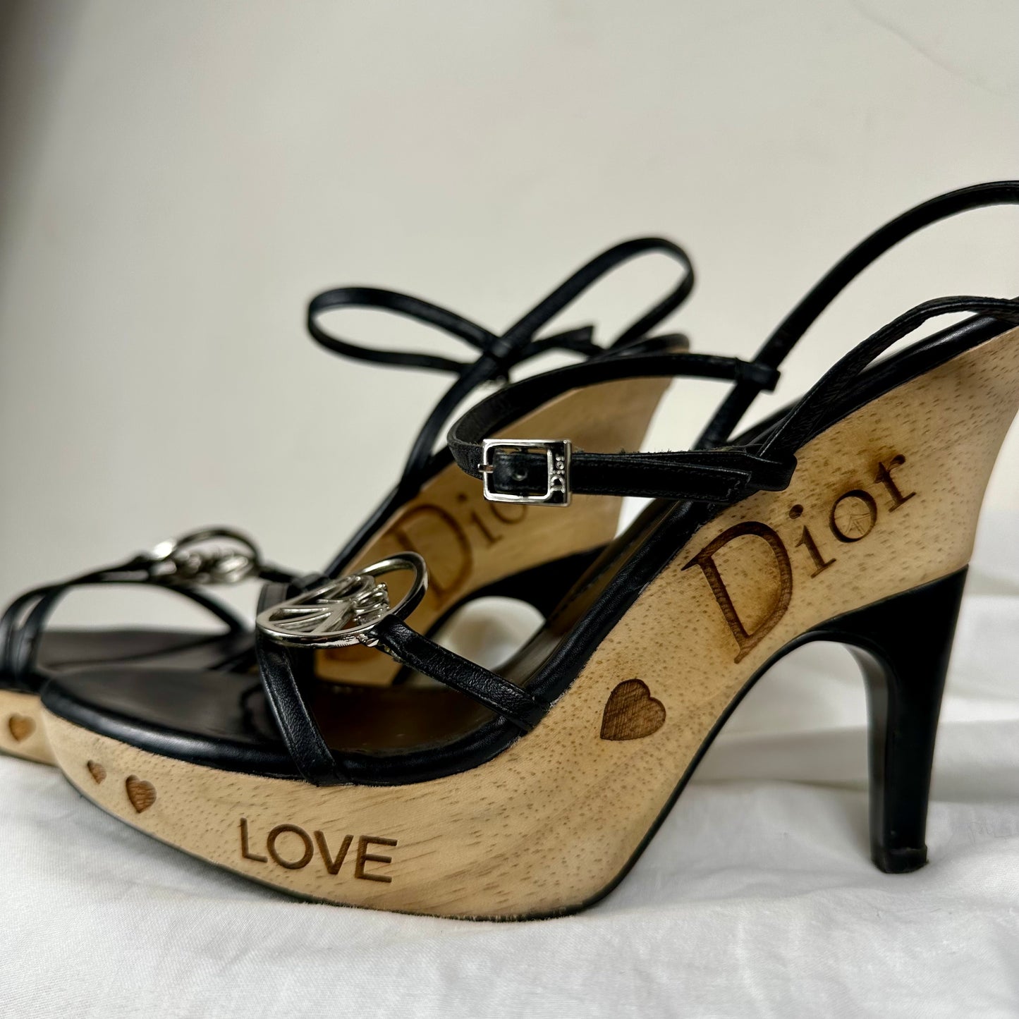 Dior Galliano Peace Wooden Heels 38/39