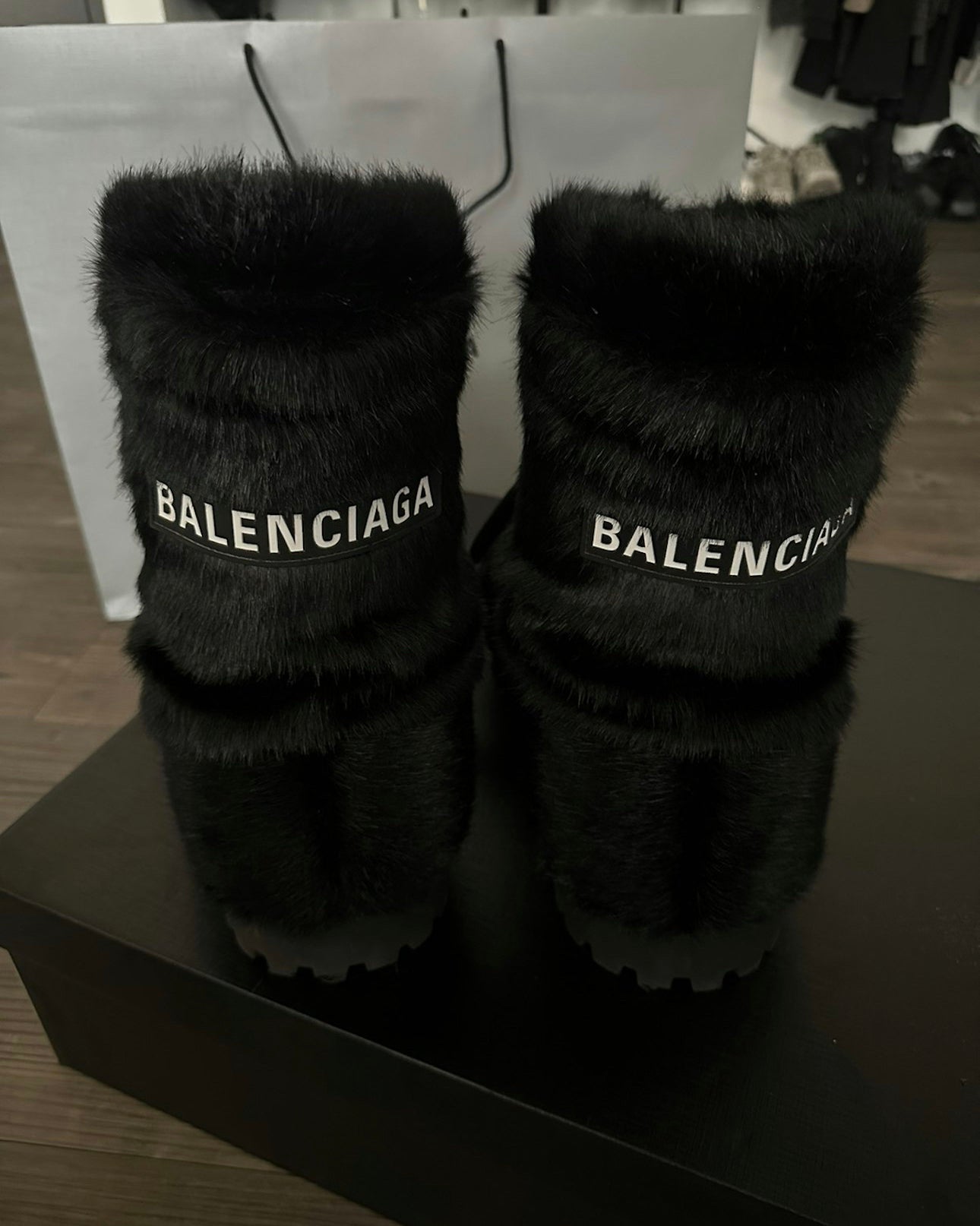 Balenciaga Alaska Boots Faux Mink Fur Boots