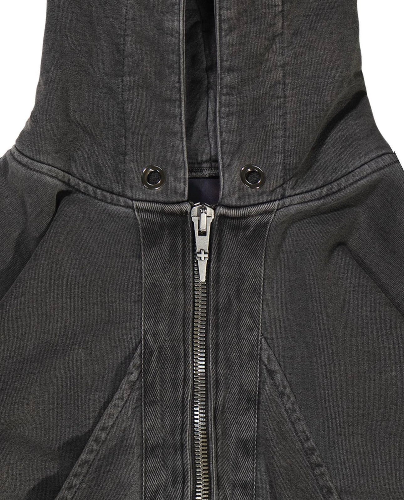 Shine Luxury Golucida zipper cargo denim hoodie