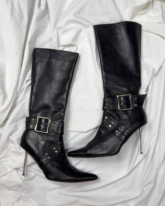 Vintage Leather Buckle Boots 39.5/40