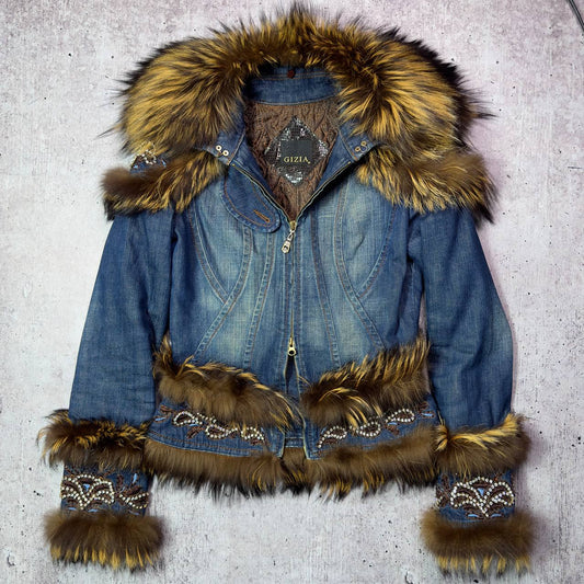 Vintage Denim Fur Coat