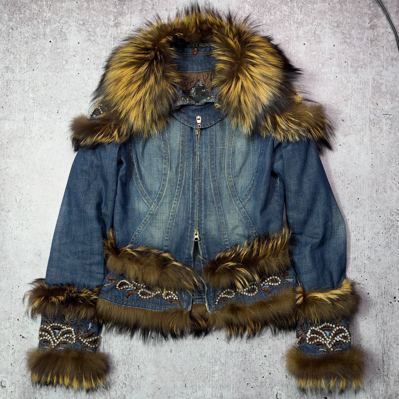 Vintage Denim Fur Coat
