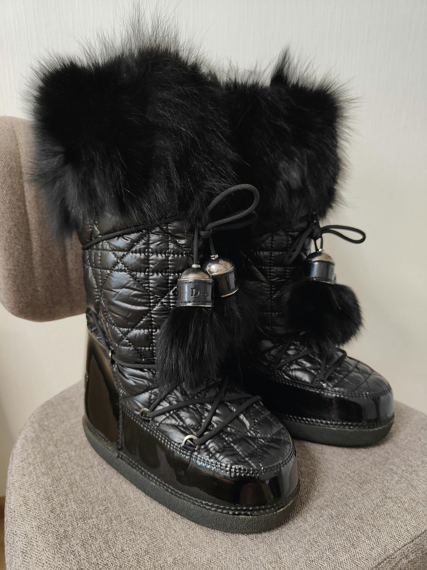 Christian Dior by John Galliano 2000’s Fur Quilted Snow Moon Boots 36/38