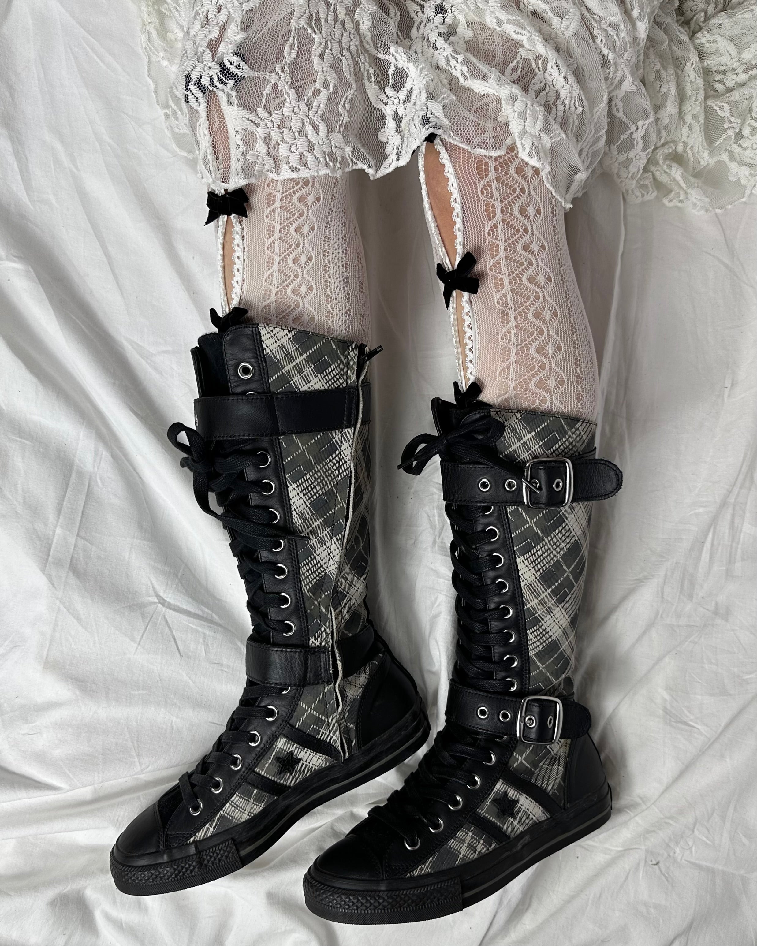 Converse Vintage Plaid Buckle Lace Up Boots 38 39 darina s garms