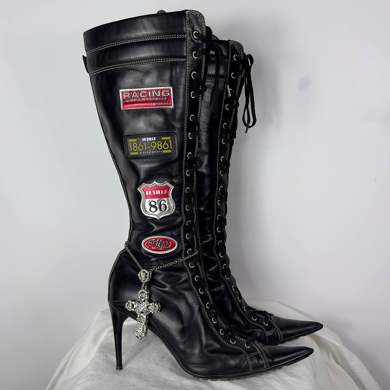 Le Silla Vintage Racing Leather Boots 38.5/39.5