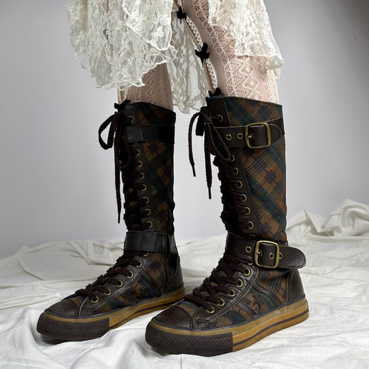 Converse Vintage Buckle Plaid Boots 38/39