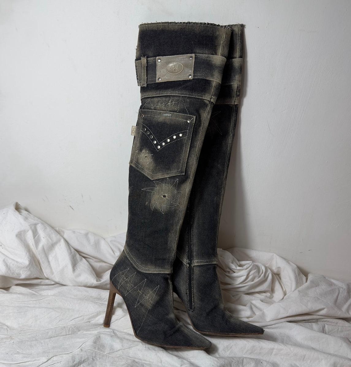 El Dante’s Over The Knee Denim Boots 36