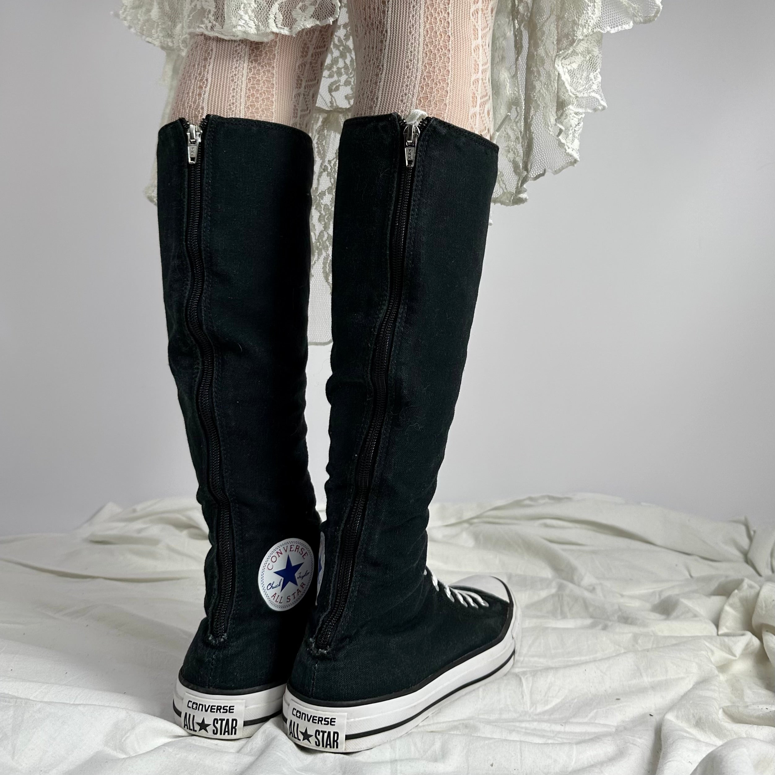 Converse lace up knee high boots hotsell