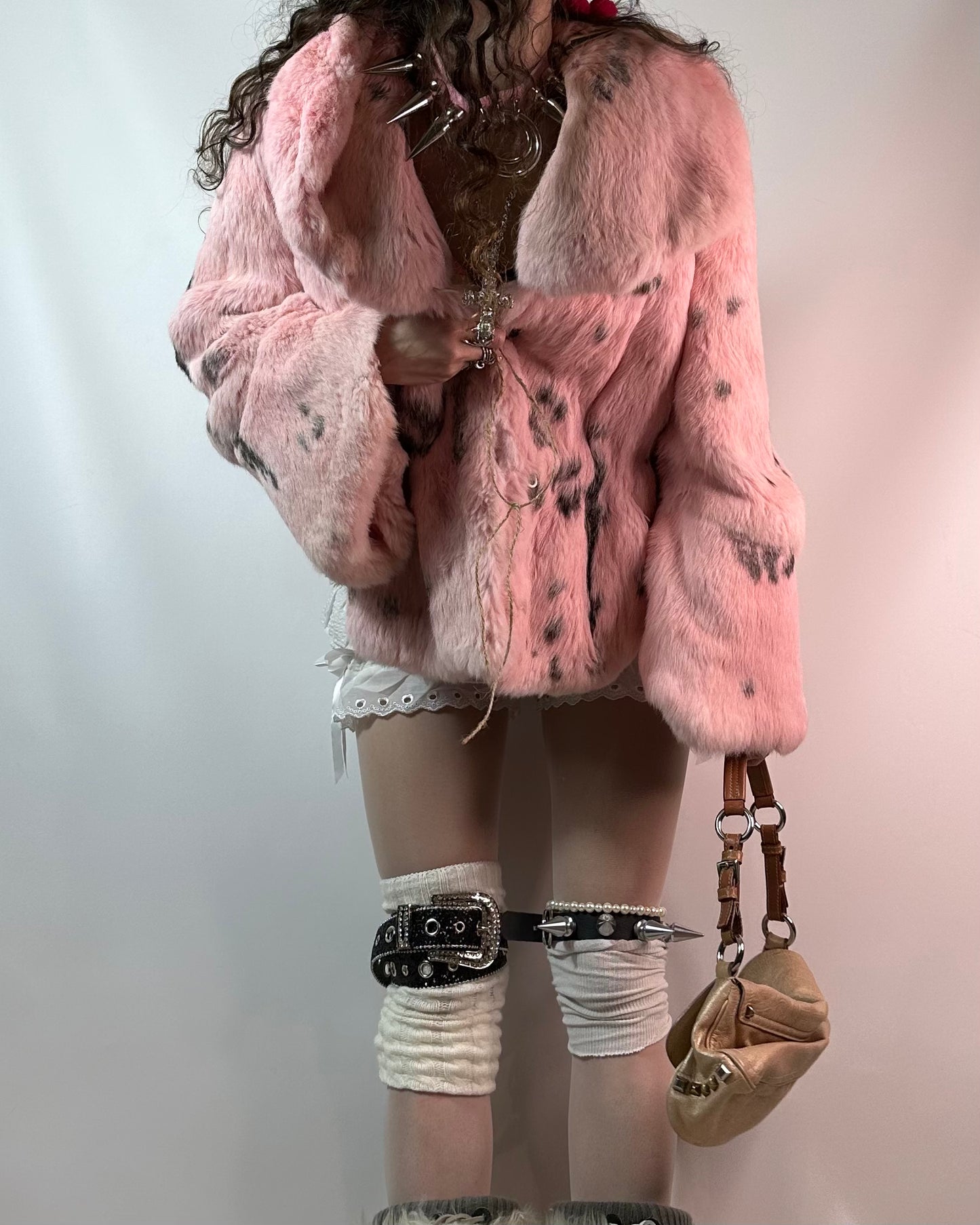 Vintage Mini Pink Fur Coat