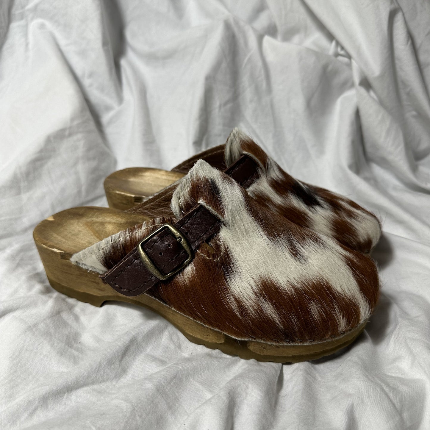 Vintage wooden fur clogs 39/40