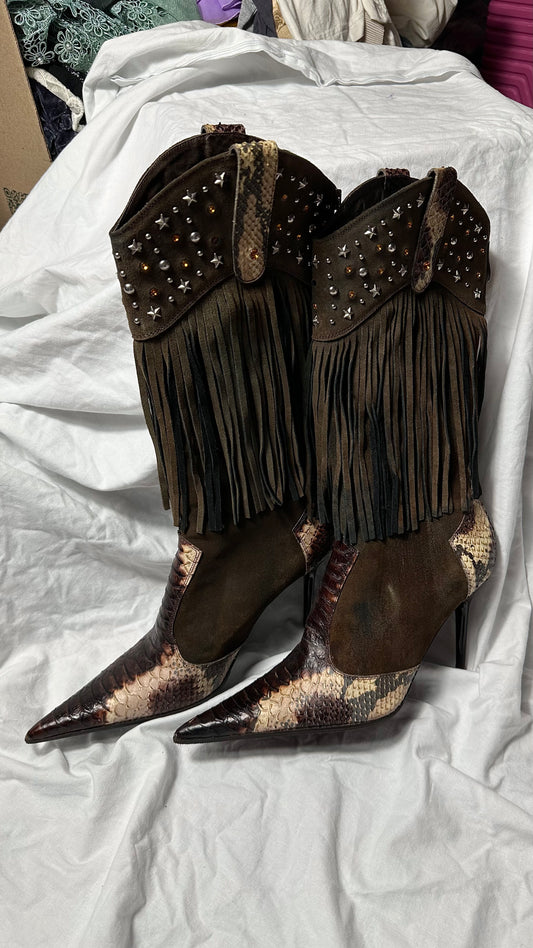 El Dante's vintage leather cowboy heels