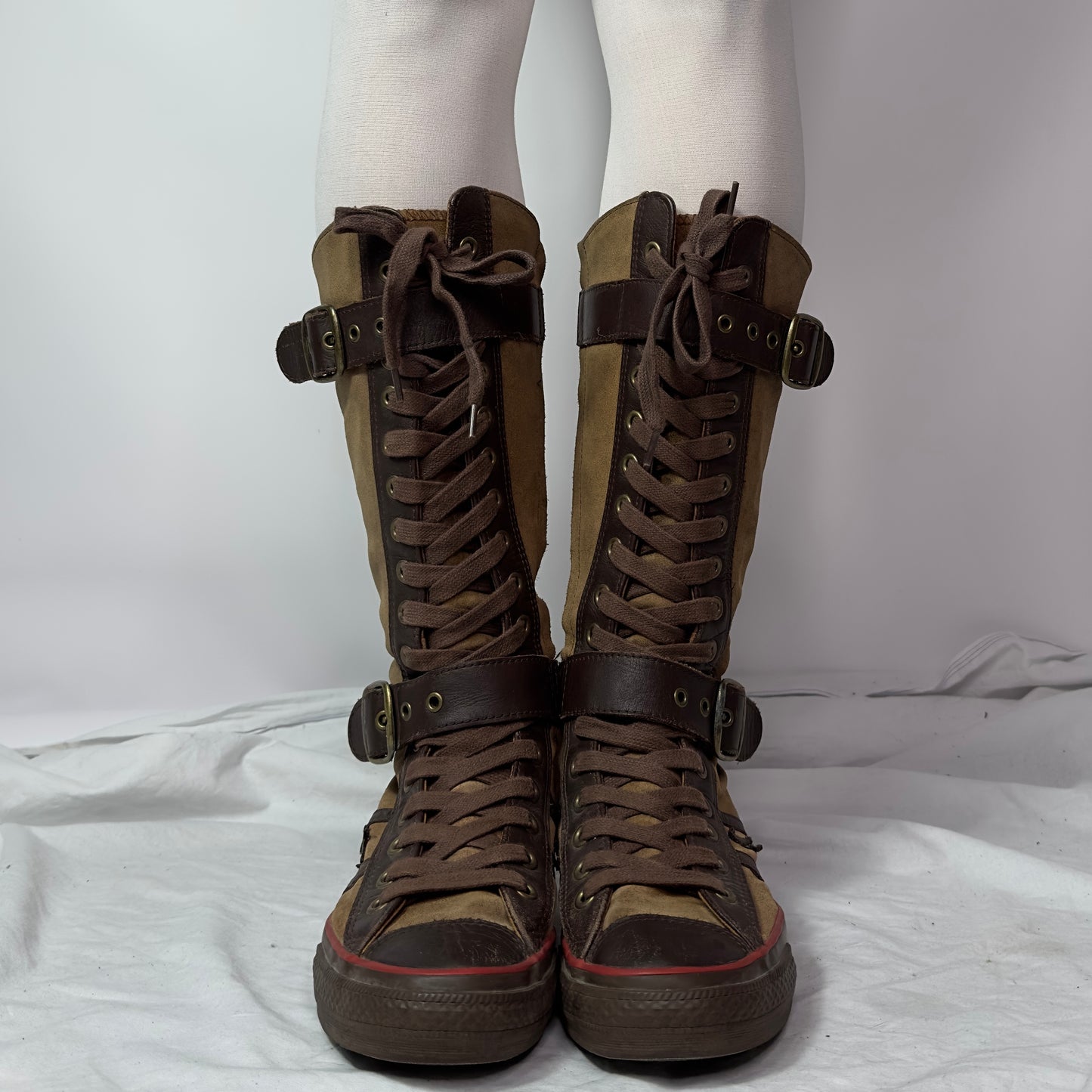 Converse Vintage Knee High Lace Up Buckle Boots