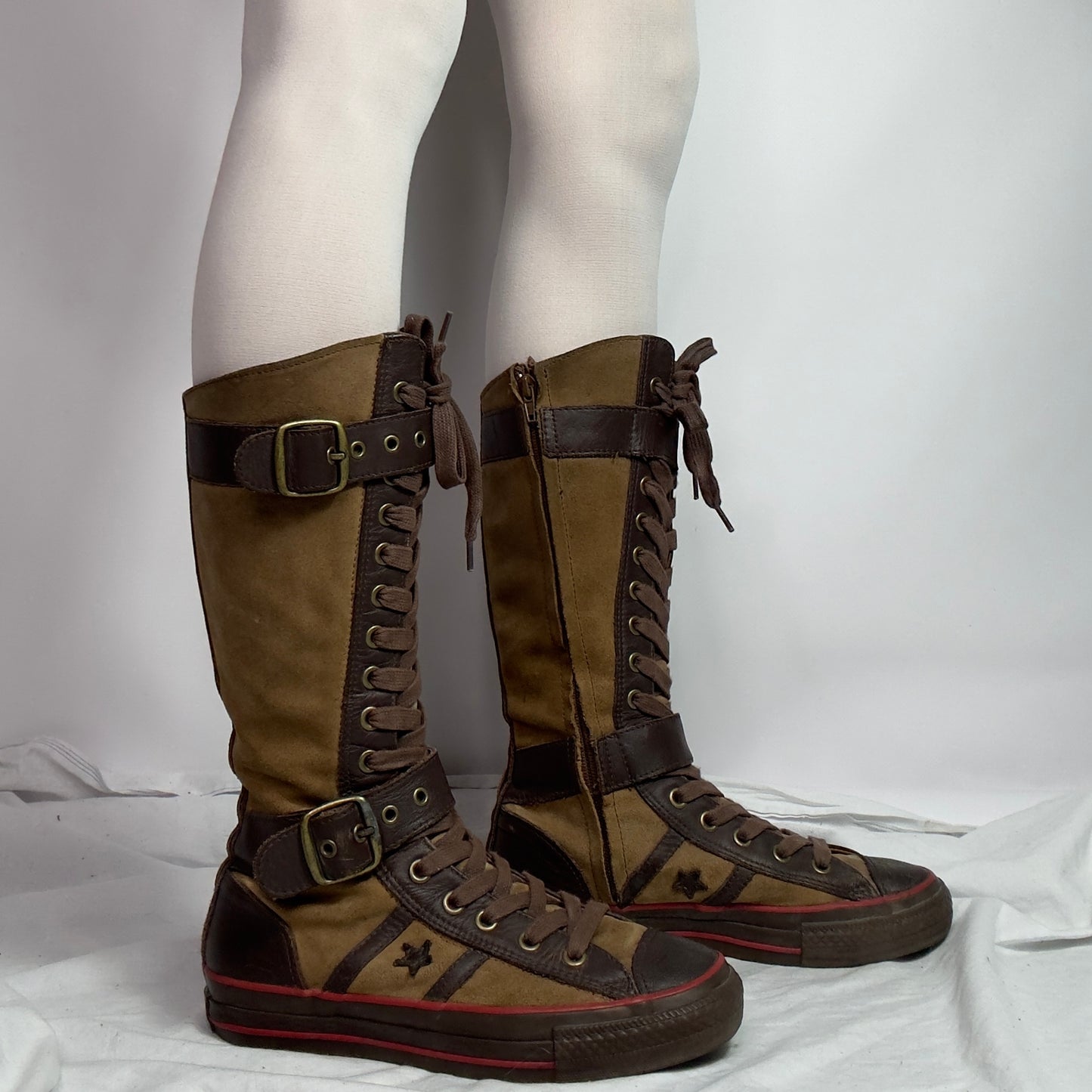 Converse Vintage Knee High Lace Up Buckle Boots