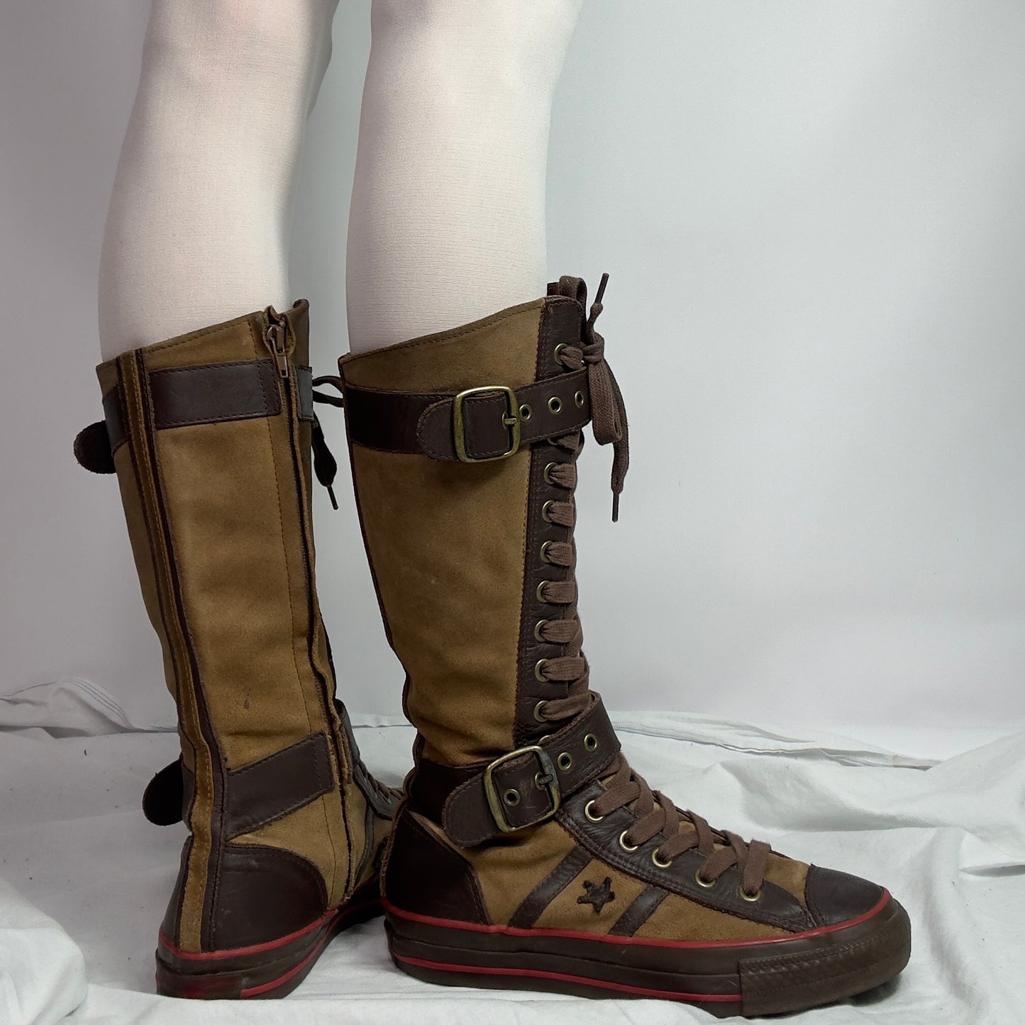 Converse Vintage Knee High Lace Up Buckle Boots