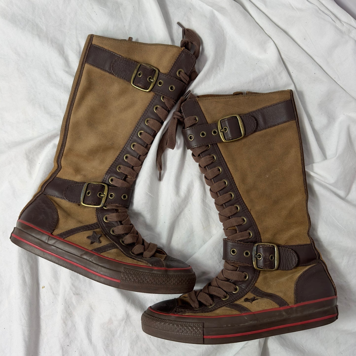 Converse Vintage Knee High Lace Up Buckle Boots