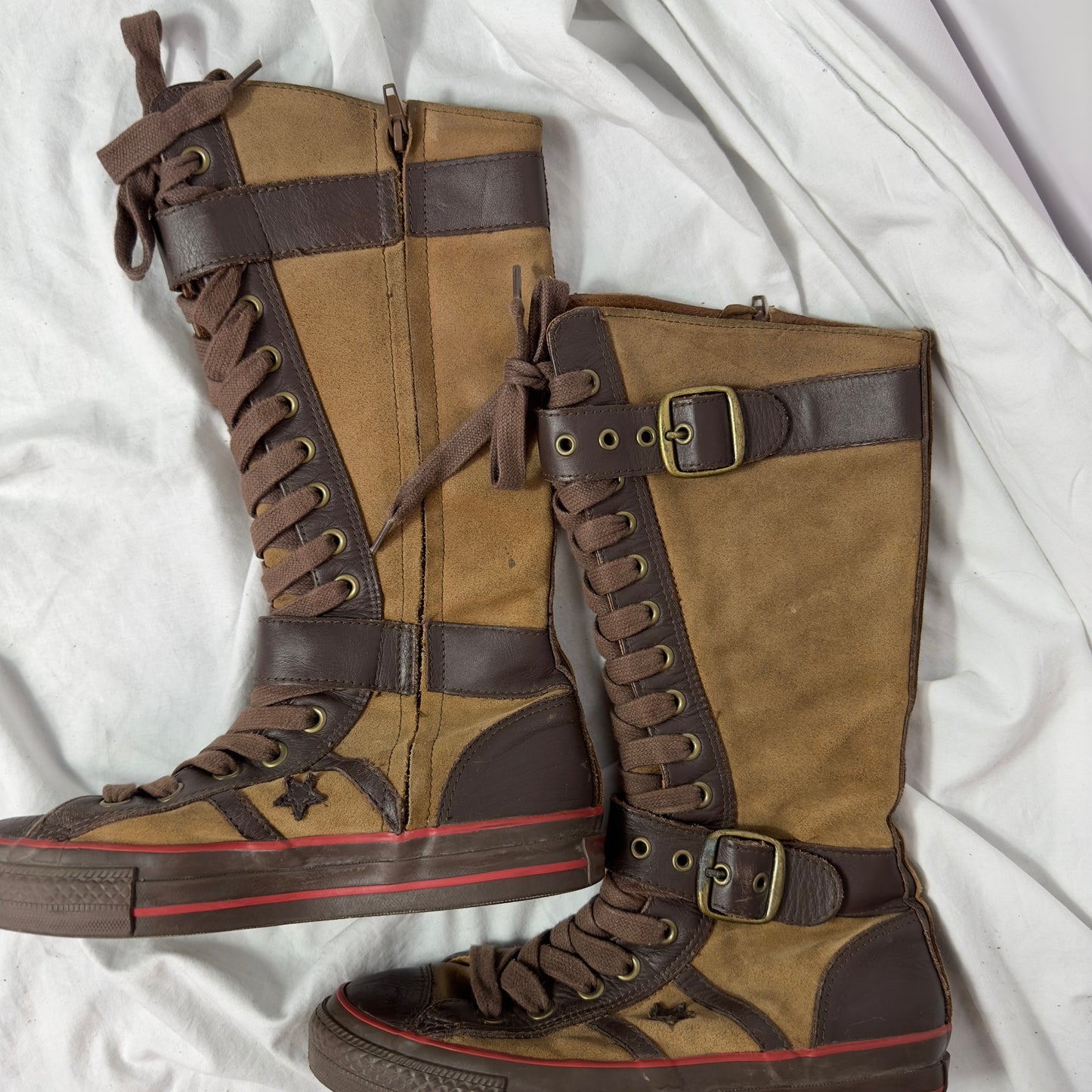 Converse Vintage Knee High Lace Up Buckle Boots